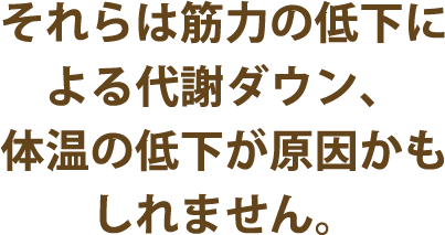 それらは筋力の低下による代謝ダウン、体温の低下が原因かもしれません。